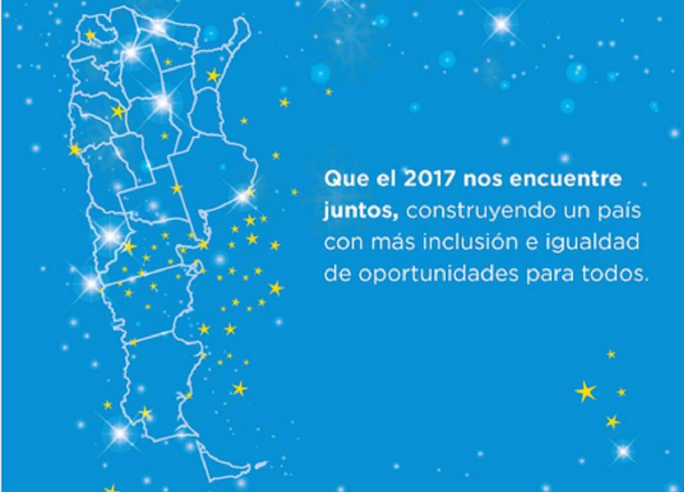 El mensaje de fin de año del Ministerio de Desarrollo Social, sin las islas Malvinas. El mensaje de fin de año del Ministerio de Desarrollo Social, sin las islas Malvinas.