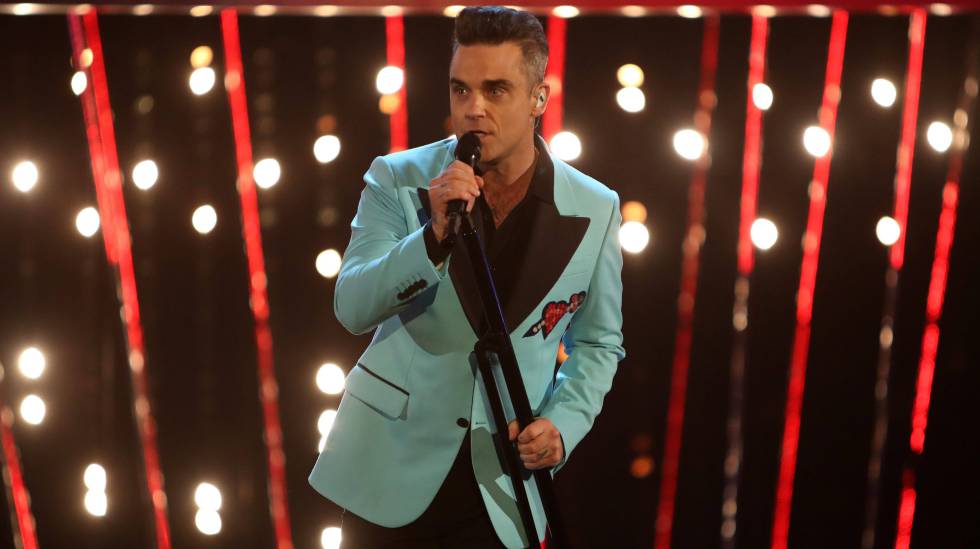Robbie Williams, durante el concierto de Año Nuevo, en Londres.