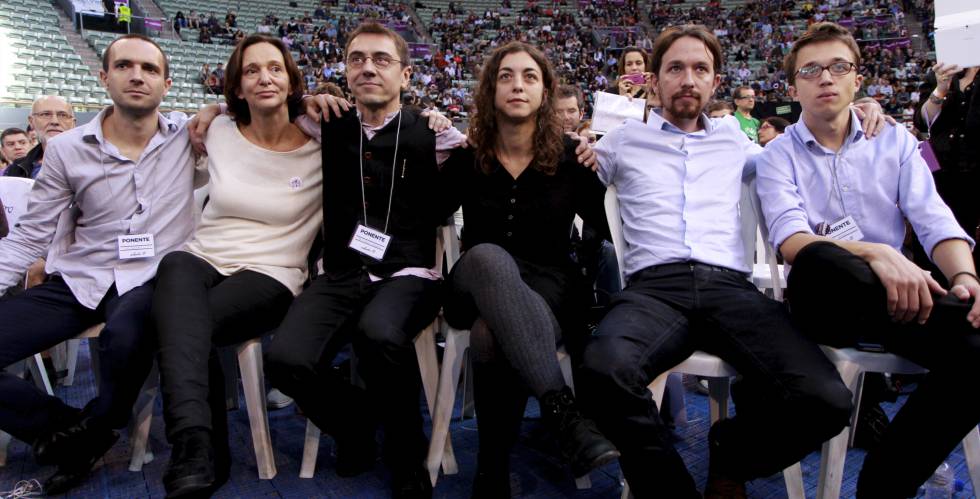 Los promotores de Podemos, en el primer congreso.