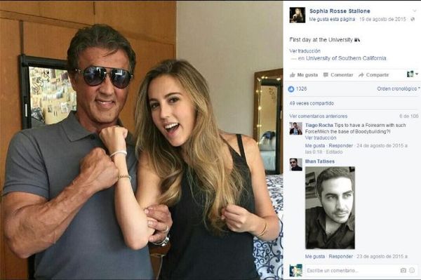 Imagen tomada de la cuenta de Facebook de Sophia Rosse Stallone