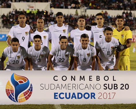 La selección boliviana que interviene en el Sudamericano Sub-20 de Ecuador. Foto: EFE
