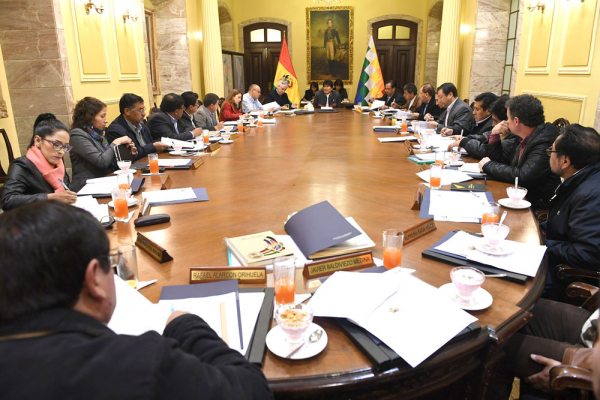AYER EN PALACIO DE GOBIERNO, EL PRESIDENTE EVO MORALES SE REUNIÓ CON SUS MINISTROS.