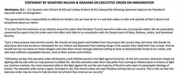 El comunicado de John McCain y Lindsey Graham