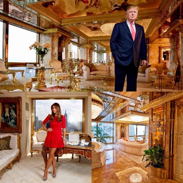 La decoración del penthouse de tres pisos estuvo a cargo de Ivana, la primera esposa del magnate, quien replico el estilo “rococo” del exclusivo restaurante donde tuvo su primera cita con quien años más tarde protagonizaría un escandaloso divorcio