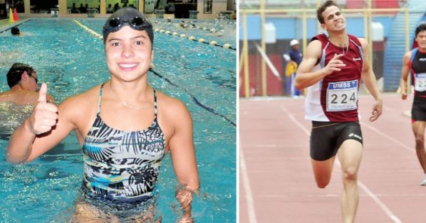 LA NADADORA OLÍMPICA KAREN TÓRREZ (I) Y EL ATLETA BRUNO ROJAS, AMBOS INTEGRANTES DE LA COMISIÓN DE ATLETAS. DICO SOLÍS