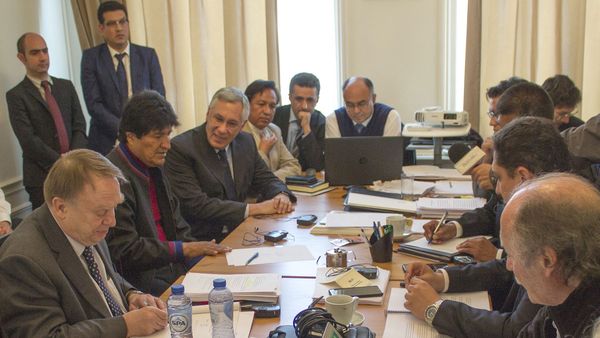 Evo Morales en una reunión celebrada en La Haya
