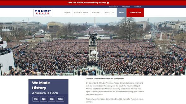 DonaldJTrump.com es su primer dominio web, comprado en 1997, y actualmente es la página oficial de su campaña y administración