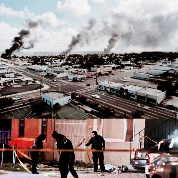 Los incendios masivos que tuvieron lugar luego de ser absueltos los agentes de la policía involucrados en la muerte de Arthur McDuffie y una escena del crimen, en uno de los barrios más empobrecidos de Miami