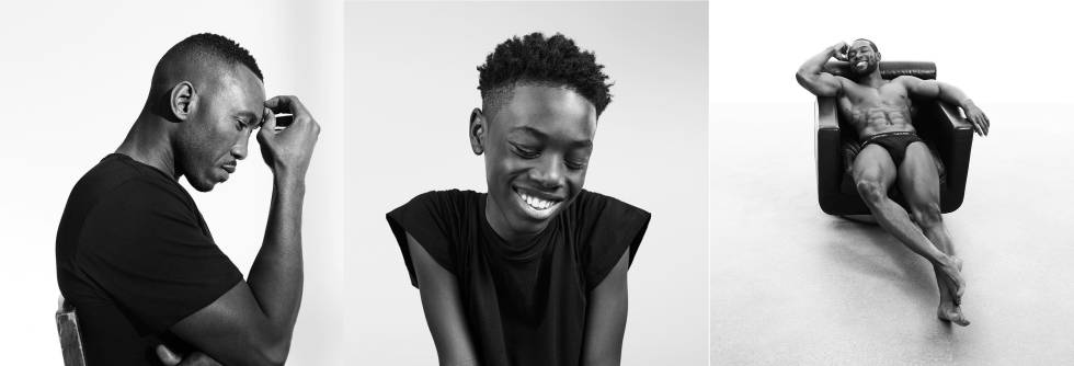 Mahershala Ali, Alex R. Hibbert y Trevante Rhodes