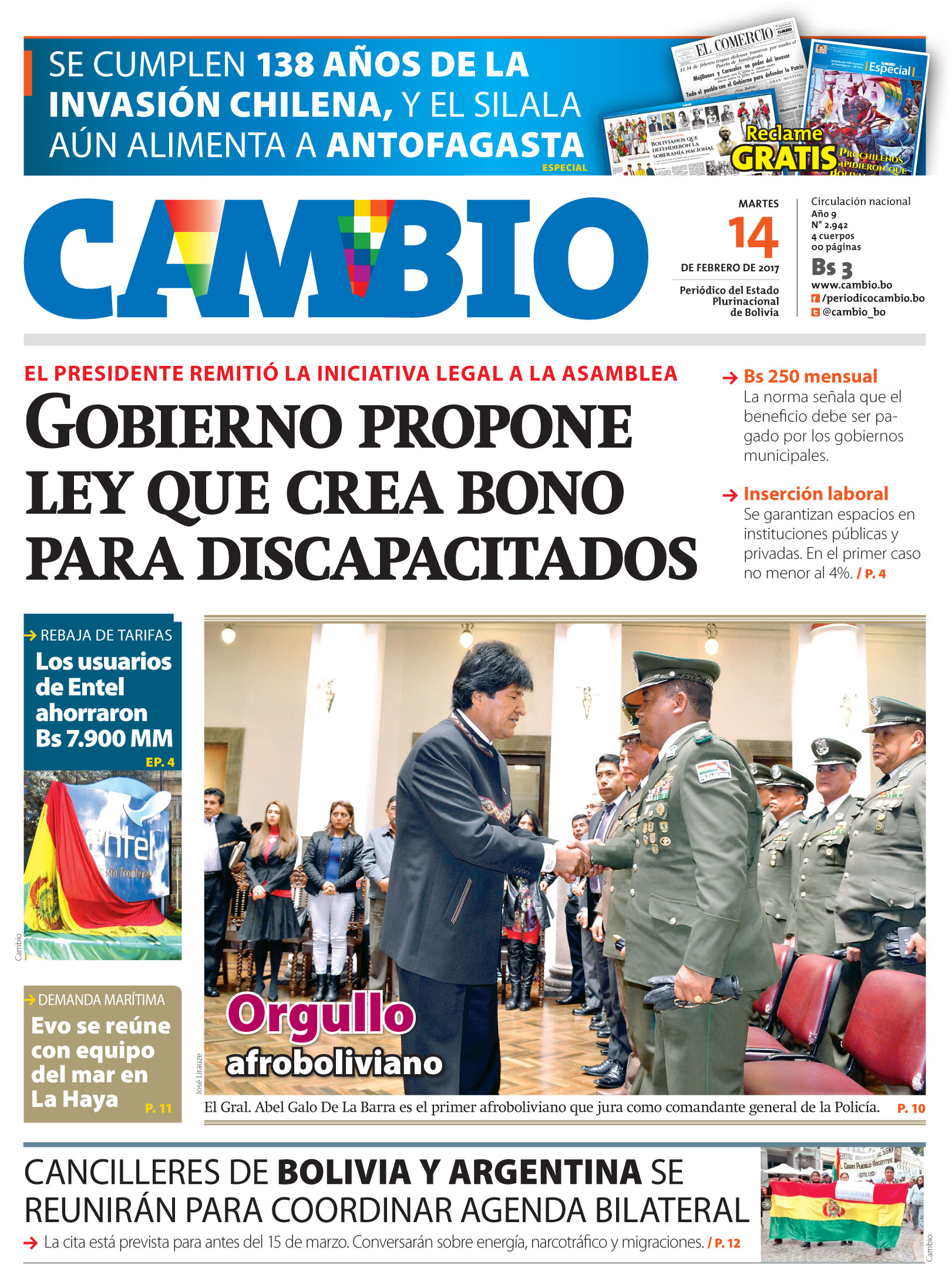 Portadas de periódicos de Bolivia del martes 14 de febrero de 2017 eju tv