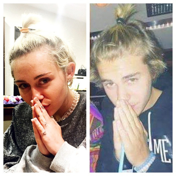 Justin Bieber, Miley Cyrus, Instagram