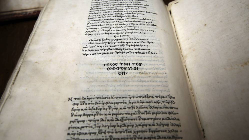 Foto: Ejemplar de la poesía de Homero de 1489. (EFE)