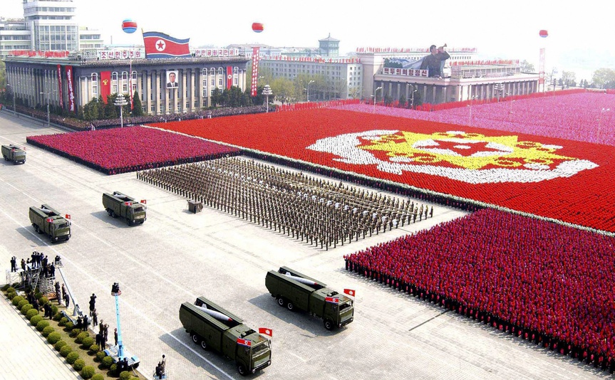 Exhibición militar en Corea del Norte.