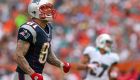MIAMI GARDENS, FL - DECEMBER 02: Aaron Hernandez #81 of the New England Patriots reacts to a play during a game against the Miami Dolphins at Sun Life Stadium on December 2, 2012 in Miami Gardens, Florida. (Photo by Mike Ehrmann/Getty Images)