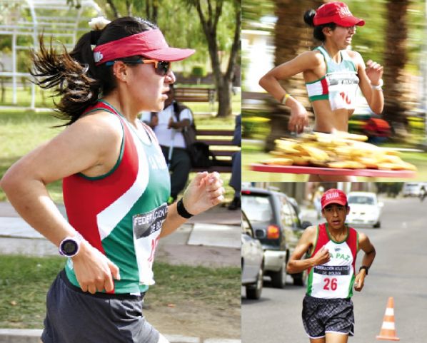 EN LA IZQUIERDA, ÁNGELA CASTRO SOSTIENE SU RITMO GANADOR EN LA COMPETENCIA DE AYER. AL LADO, ODETH HUANCA Y DARWIN COARITA. DICO SOLÍS