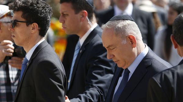 El primer ministro Benjamin Netanyahu durante la ceremonia (AFP)
