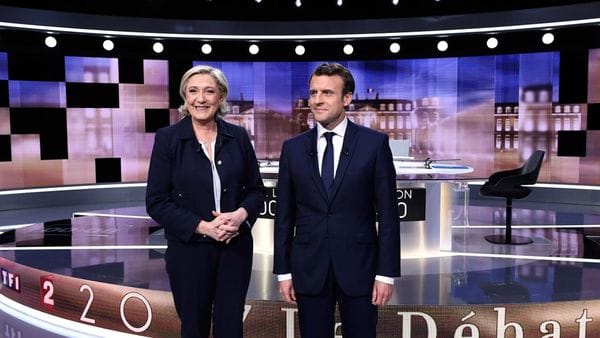 Macron, en el debate con Marine Le Pen (AFP)