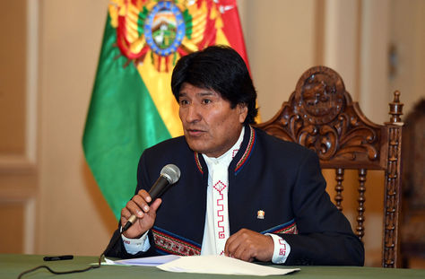 El Presidente Evo Morales en conferencia de prensa, en el salón de los espejos de Palacio de Gobierno. Foto: ABI