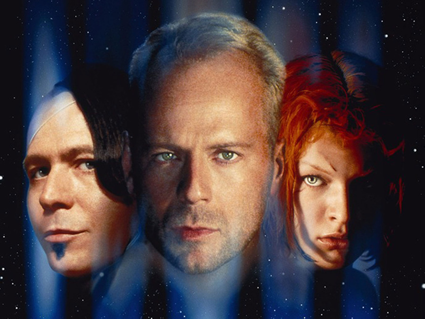 Gary Oldman, Bruce Willis y Milla Jovovich, en el cartel de la película.