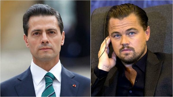 El presidente de México Enrique Peña Nieto y el actor estadounidense Leonardo DiCaprio