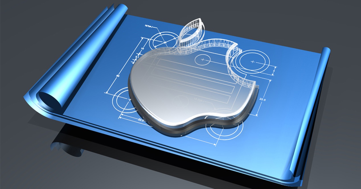 Logotipo de Apple sobre fondo azul