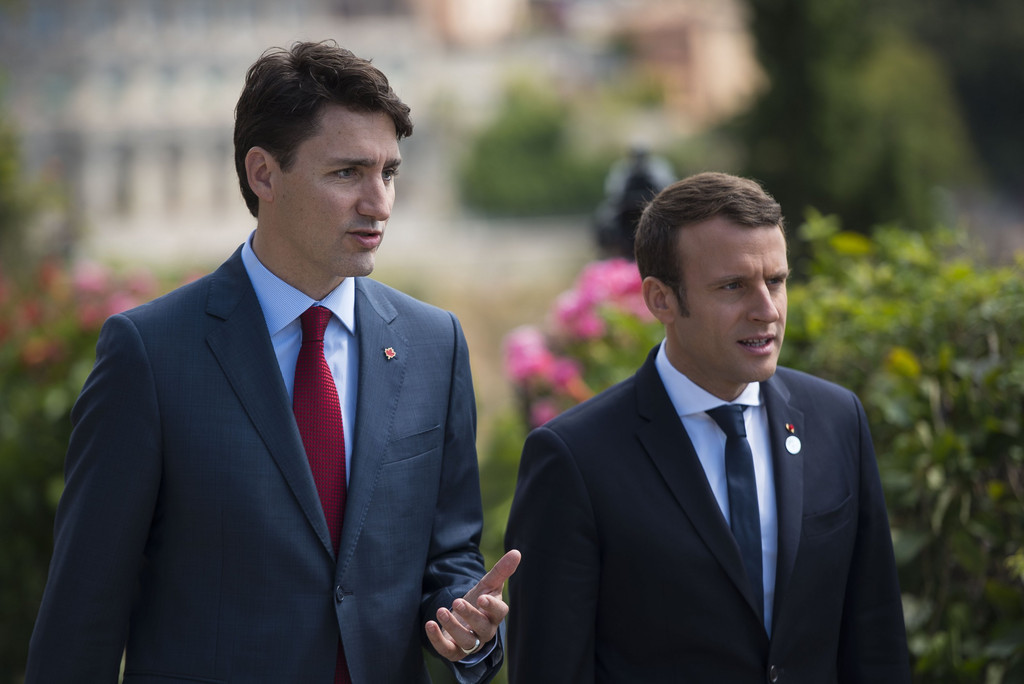 Justin Trudeau, Emmanuel Macron