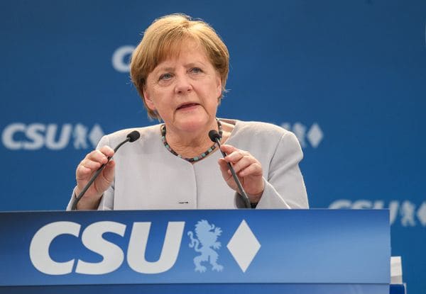 Angela Merkel durante un evento electoral en Múnich el 27 de mayo de 2017. (AFP)