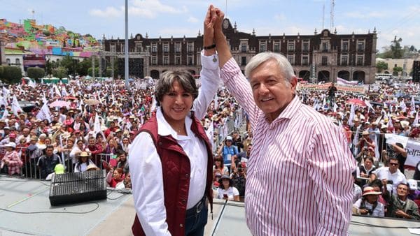 Delfina Gómez, en campaña junto a Andrés Manuel López Obrador