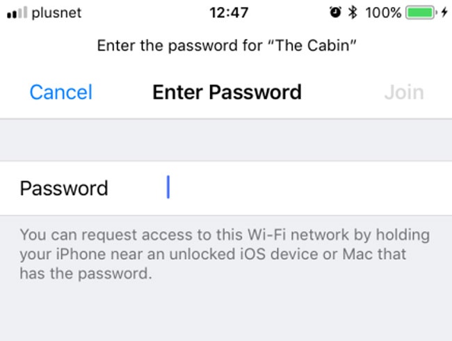 Solicitud de contraseña de una red WiFi en iPhone con iOS 11