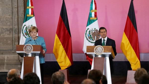 Conferencia de prensa entre los líderes de Alemania y de México en el Palacio Nacional de la Ciudad de México (Reuters)