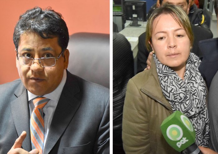 Andrés Zúñiga, abogado defensor de uno de los tres abogados suspendidos de YPFB, y la doctora Cynthia Novillo, exgerente Legal Corporativa de la Estatal Petrolera.