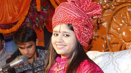 Sadhvi Saraswati, presidenta de una organización hindú en el Estado de Madhya Pradesh, en la India