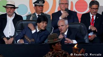 El presidente Evo Morales en la Conferencia de los Pueblos. 