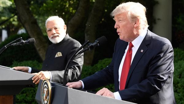 Donald Trump junto a Narendra Modi en la Casa Blanca (AFP)