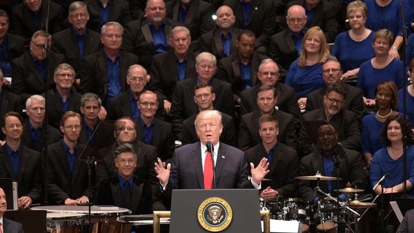 Donald Trump durante la Celebración del Encuentro por la Libertad, en Washington (AFP)