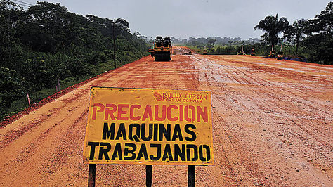 Obra Tramo en construcción de la vía Ixiamas-San Buenaventura.