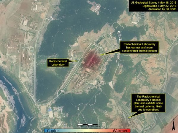 Imagen satelital de Yongbyon, una planta nuclear de Corea del Norte.