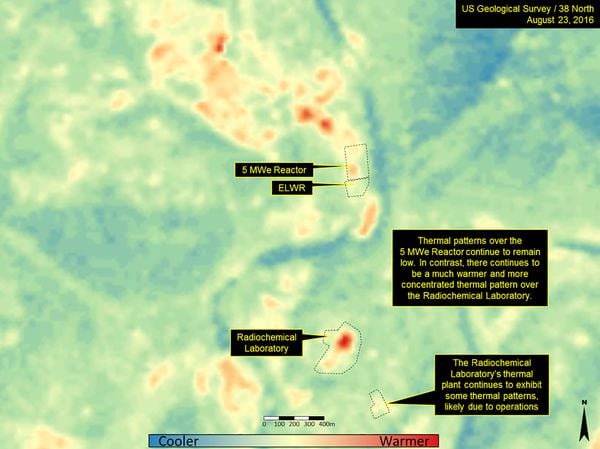 Imagen térmica del laboratorio radioquímico en Yongbyon.