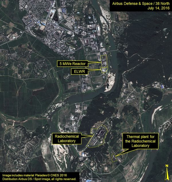 Imagen satelital de la planta nuclear Yongbyon de Corea del Norte
