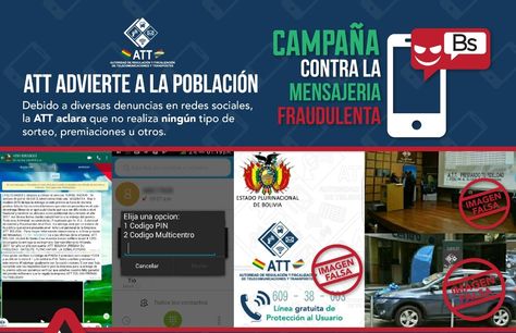 La Autoridad de Regulación y Fiscalización de Telecomunicaciones y Transportes insta a denunciar mensajes fraudulentos. 