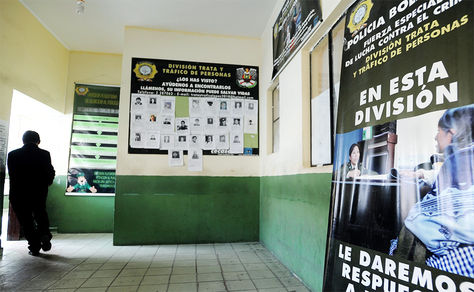 Oficinas de la División de Trata y Tráfico de Personas en la Fuerza Especial de Lucha Contra el Crimen (FELCC) de la ciudad de la paz