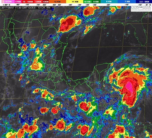 Se pronostican para las próximas horas tormentas intensas en Oaxaca, Península de Yucatán y el sureste de México – @conagua_mx