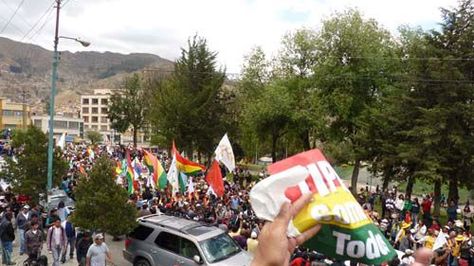 La VIII marcha indígena en defensa del TIPNIS en La Paz. 
