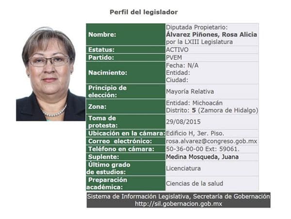 La ficha legislativa de la madre de Rafa Márquez