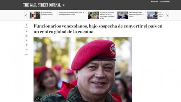 La nota del Wall Street Journal sobre los vínculos de Diosdado Cabello con el narcotráfico