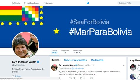 Captura cuenta de Twitter del presidente Evo Morales.