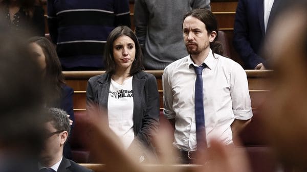Irene Montero y Pablo Iglesias, líderes del partido político español Podemos (EFE)