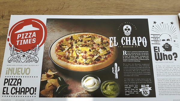 La única imagen que aparee del capo en la promoción es una especie de retrato hablado. (Foto: Facebook Pizza Hut)