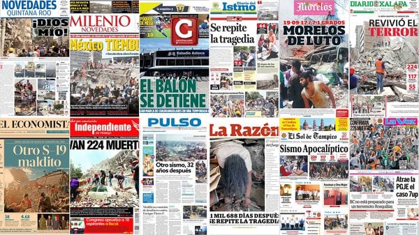 Las portadas de los periódicos de México tras el terremoto que sacudió al país