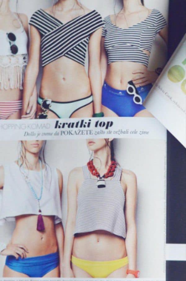 El resultado de la sesión en la revista: Jadranka es el cuerpo sin cabeza abajo a la derecha